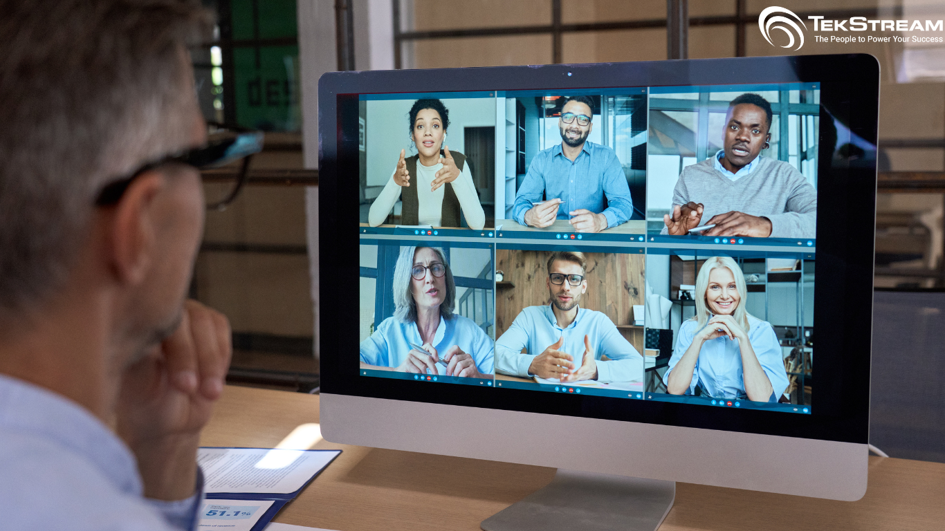 Man having a zoom meeting with teams.
